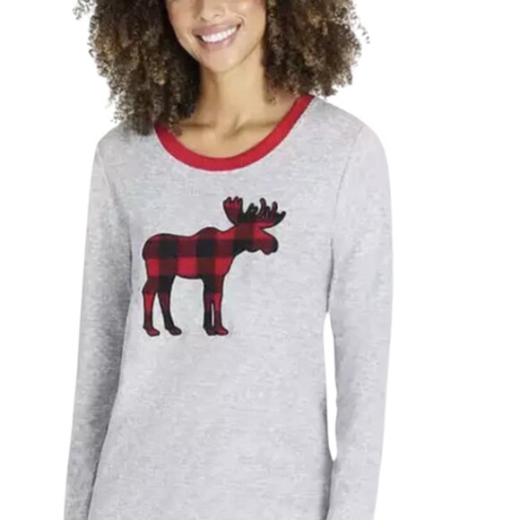 Eddie Bauer Women's Buffalo  Heath Check Moose Sleep Set Pajama XL New w/Tags - Picture 3 of 6